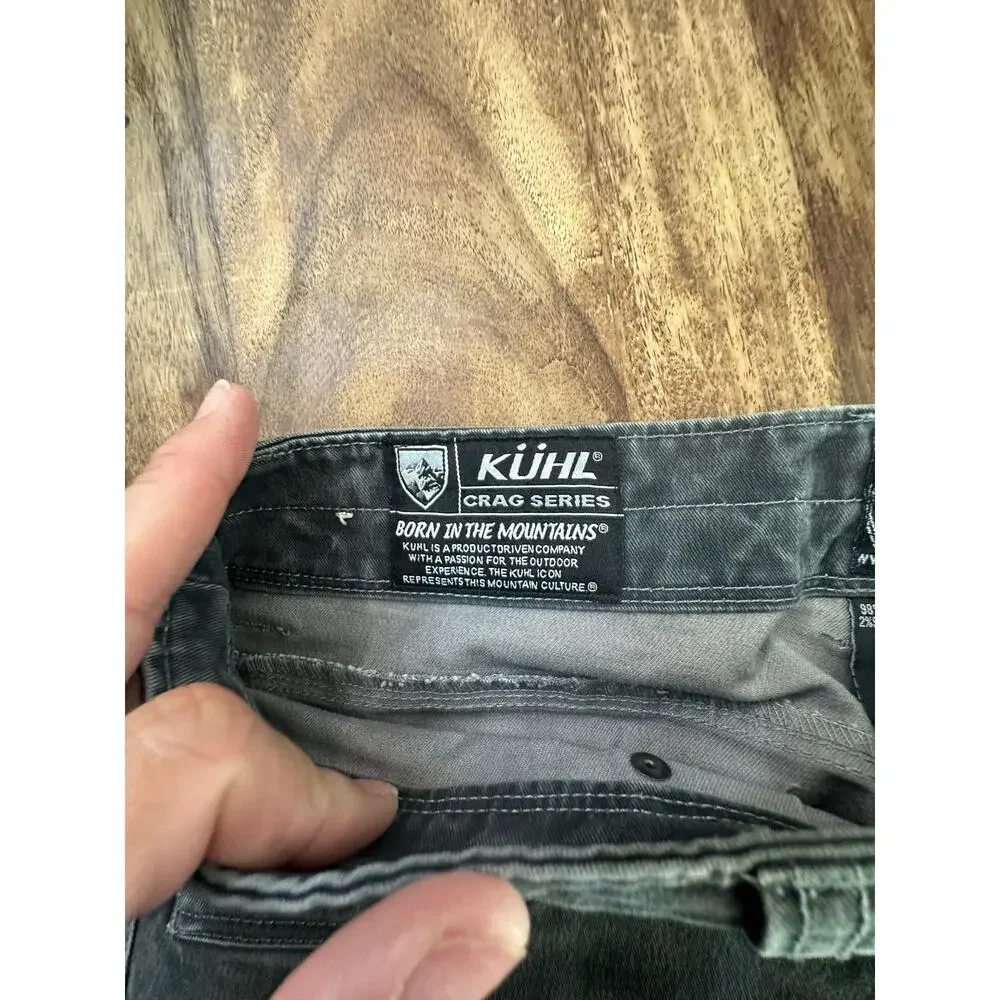 Kuhl Men's Dark Gray Distressed Dyed Look Straight Leg Denim Jeans Size 32X30
